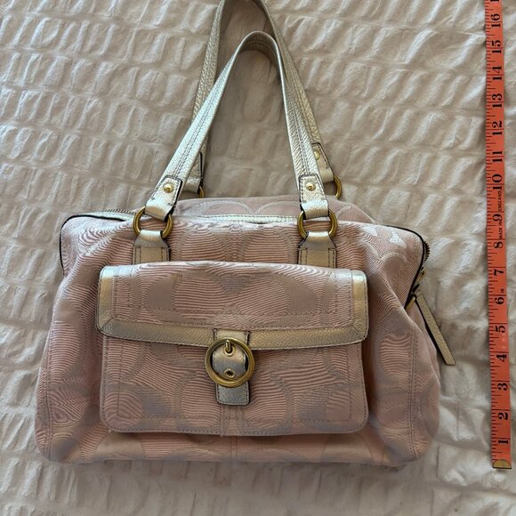 Authentic COACH PENELOPE BLUSH PINK GOLD SIGNATURE satchel handbag - Picture 2 of 10